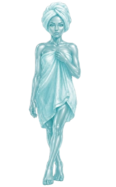 Illustrated teal water figure