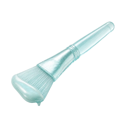 Teal glass makeup brush