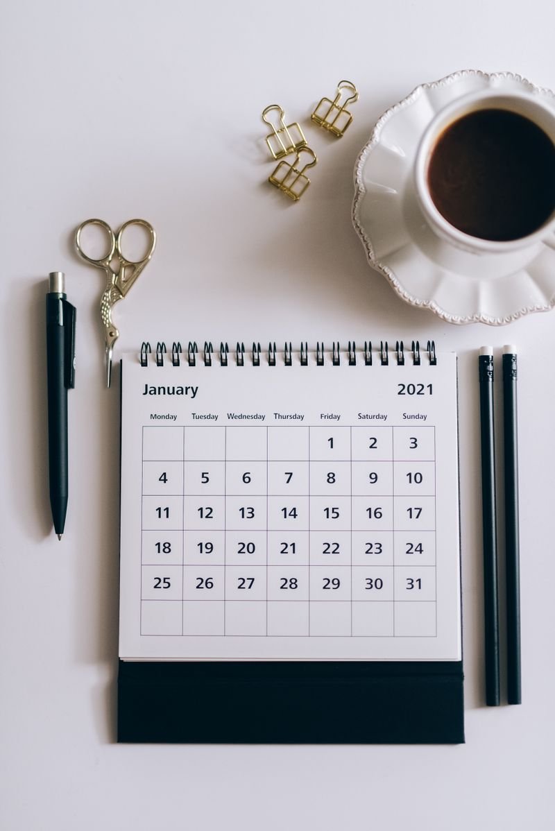 Desk calendar representing a content strategy planning schedule Desk calendar representing a content strategy planning schedule