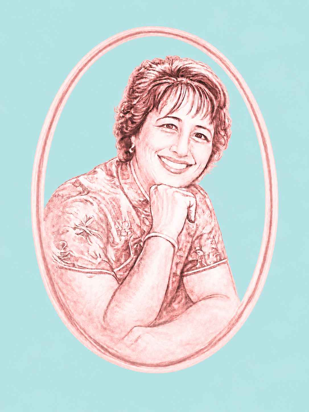 Illustrated portrait of Donna Lou, the inspiration behind Donna Lou Marketing